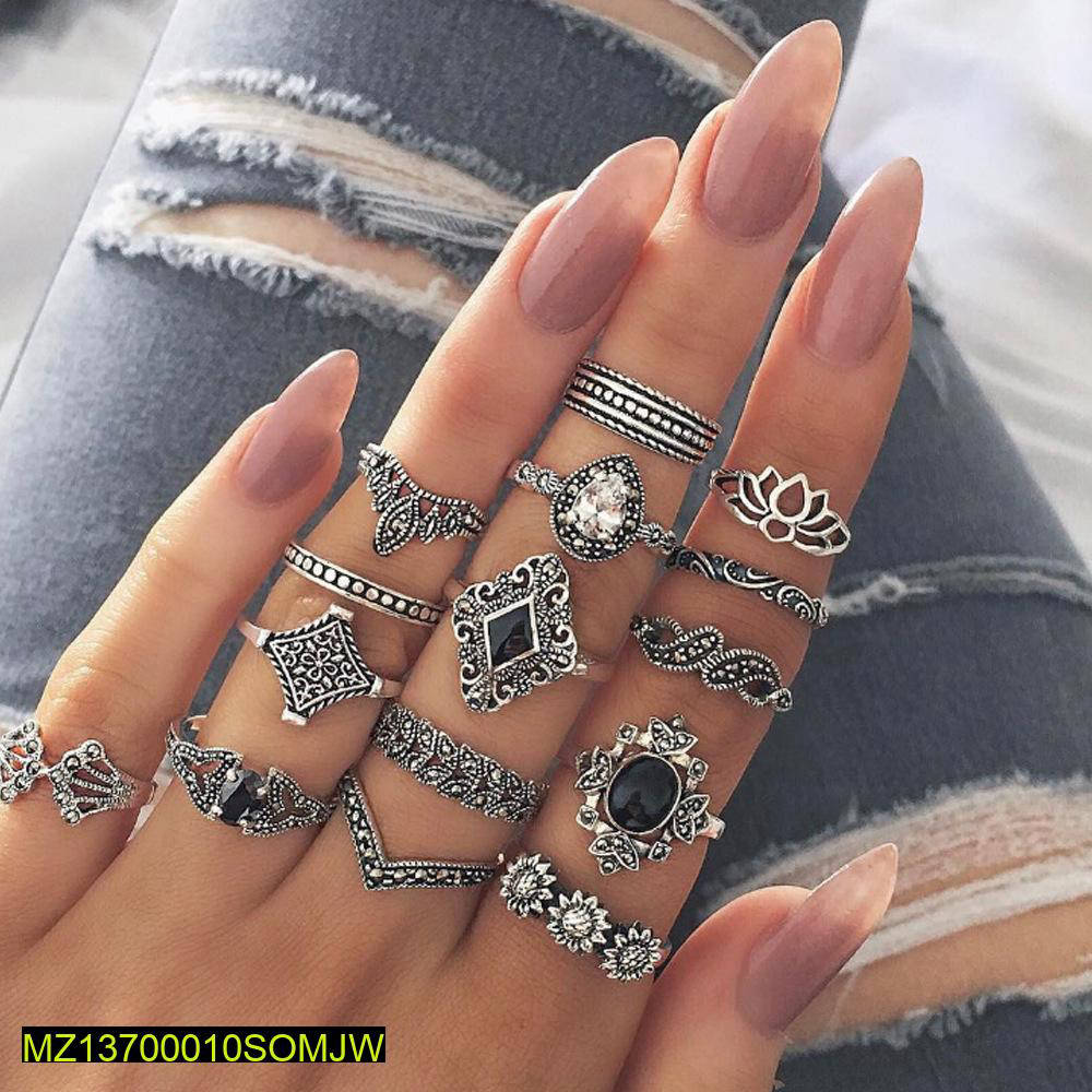 15 piece trendy ring set for girls