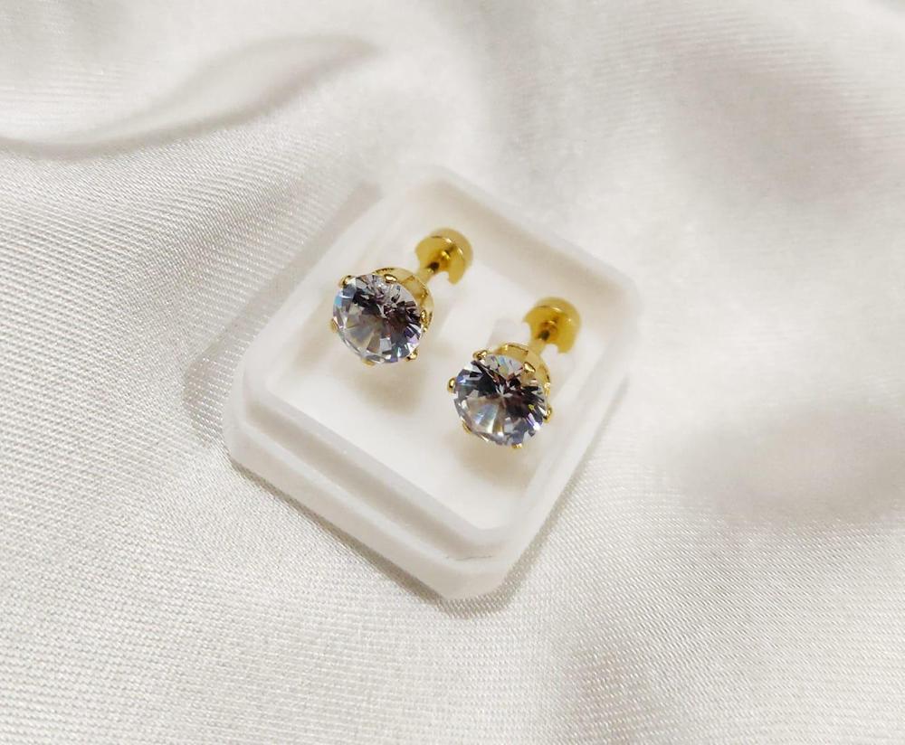 1 carat alloy gold plated zircone stone earstuds