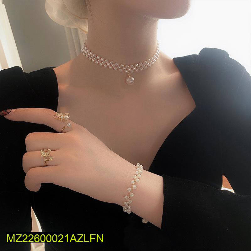 Women jewellery Set of Elegant pearl stones bracelet with pearl stones choker