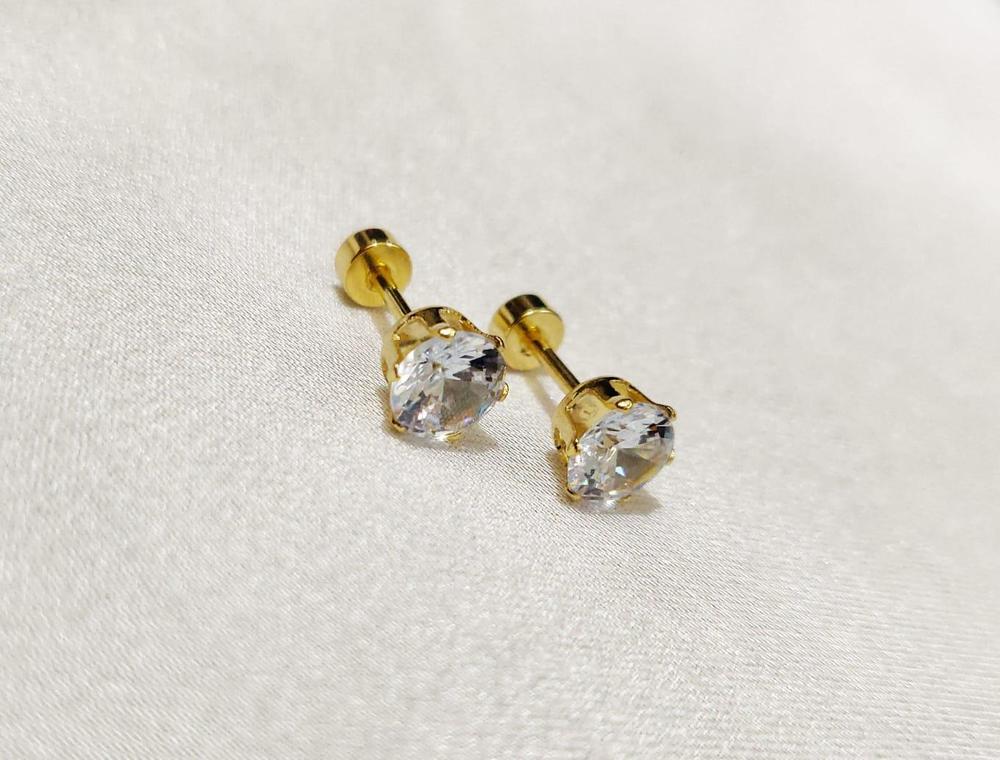 1 carat alloy gold plated zircone stone earstuds