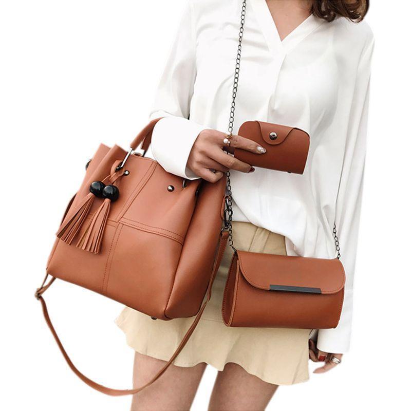 3PCS WOMEN'S LEATHER SHOULDER BAG