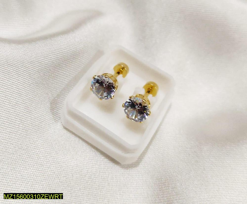 1 carat alloy gold plated zircone stone earstuds