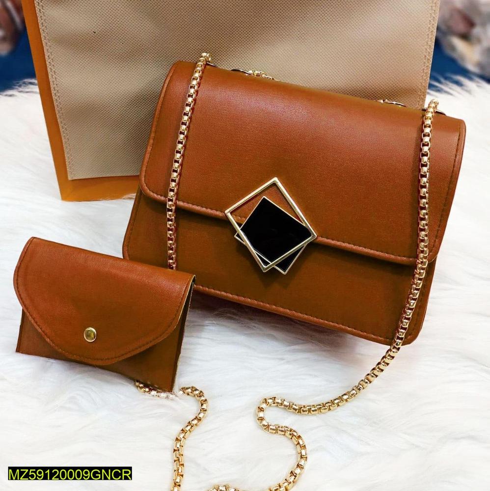 2pcs handbag with long golden chain for girls