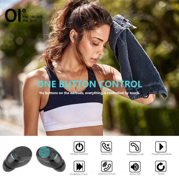 Oi Air Sounds One True Wireless Earphone Bluetooth 5.0 Ultra Large Capacity Lcd Display Fast Charging One-step Pairing Touch Sensor With Volume Control Noise Cancellation Deep Bass—black (without Box)