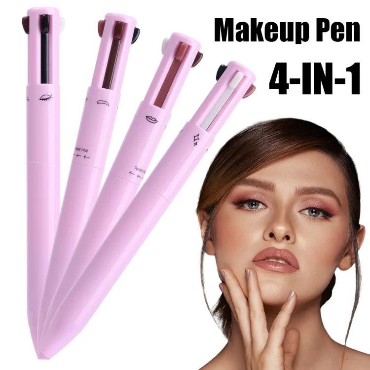 Makeup Pen 4 in 1 Eyebrow Pencil Waterproof Long Lasting Easy Color Eyebrow Lip Highlighter Pen Sweatproof Makeup Cosmetic Tool