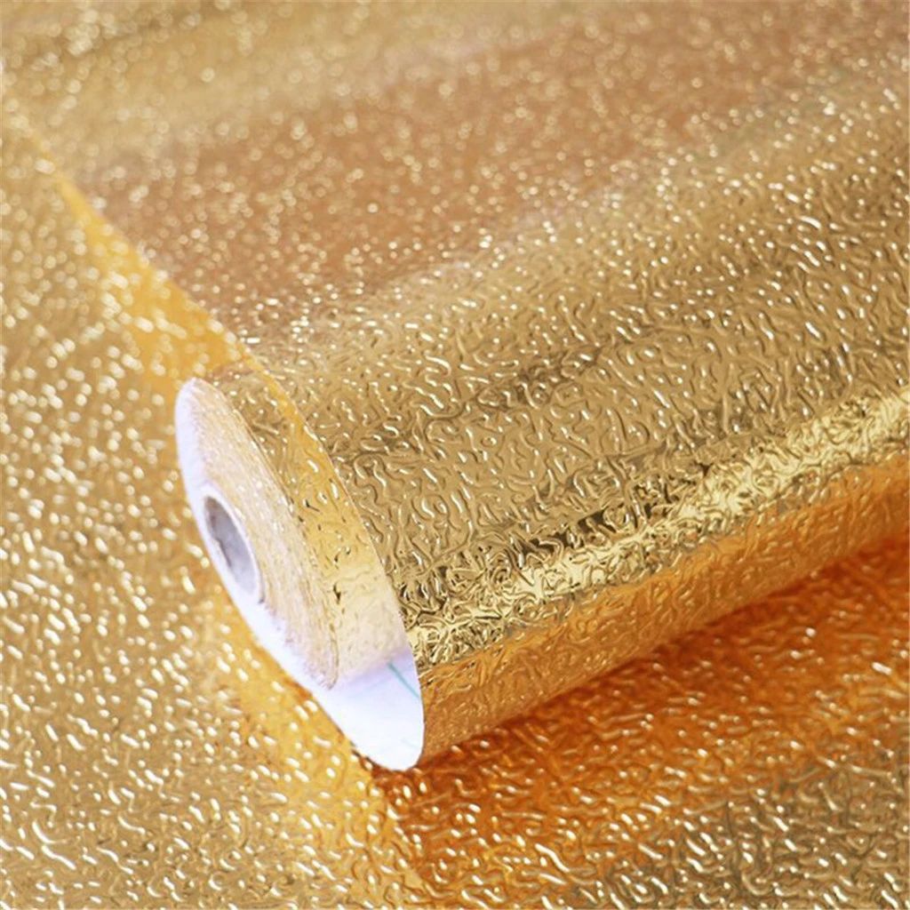 Aluminium Foil Aluminium Foil Sticker Aluminium Foil Sheet Kitchen Waterproof Self-Adhesive ( Golden )