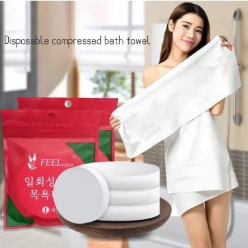 1 Pcs Of Compressed Bath Towels Disposable Face Towels Large Magical Towel Portable Travel Strong Water Absorption Large Travel Hotel Towels Size(70*140 Cm)