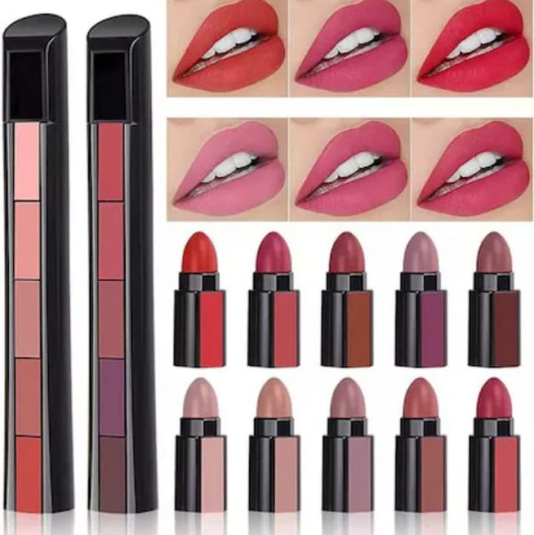 HUDA BEAUTY Matte Lipsticks 5 In 1 Red Brown Nude Pink Maroon Waterproof Long Lasting Creamymatte Lipsticks