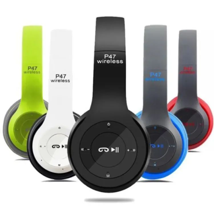 P47 Wireless Bluetooth Headphones Foldable Wireless Headphones 5.0+EDR with Mic Support FM Radio TF for PC TV Tablets & Smart Phones/Aux Cable