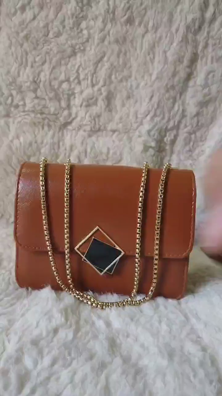 2pcs handbag with long golden chain for girls